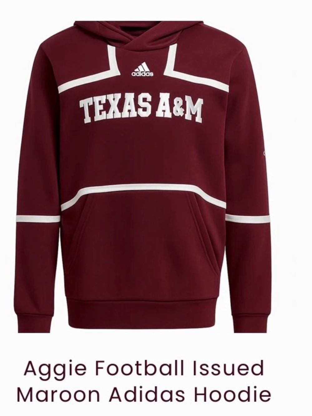 Texas A&M Aggie Football Player Issued Adidas Performance Hoodie Size 2XL